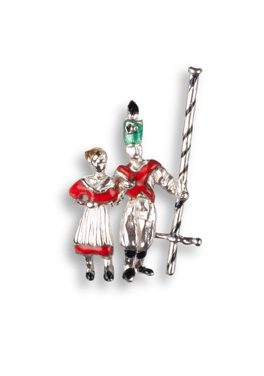 Fischerstechen-Paar mit Stecher Emaille - Pin